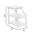 23 Inches Wooden End Table With 2 Slatted Shelves, White White Mdf