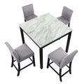 5 Piece Dining Table and Chair Set, Wooden Dining black+ gray-solid wood+mdf