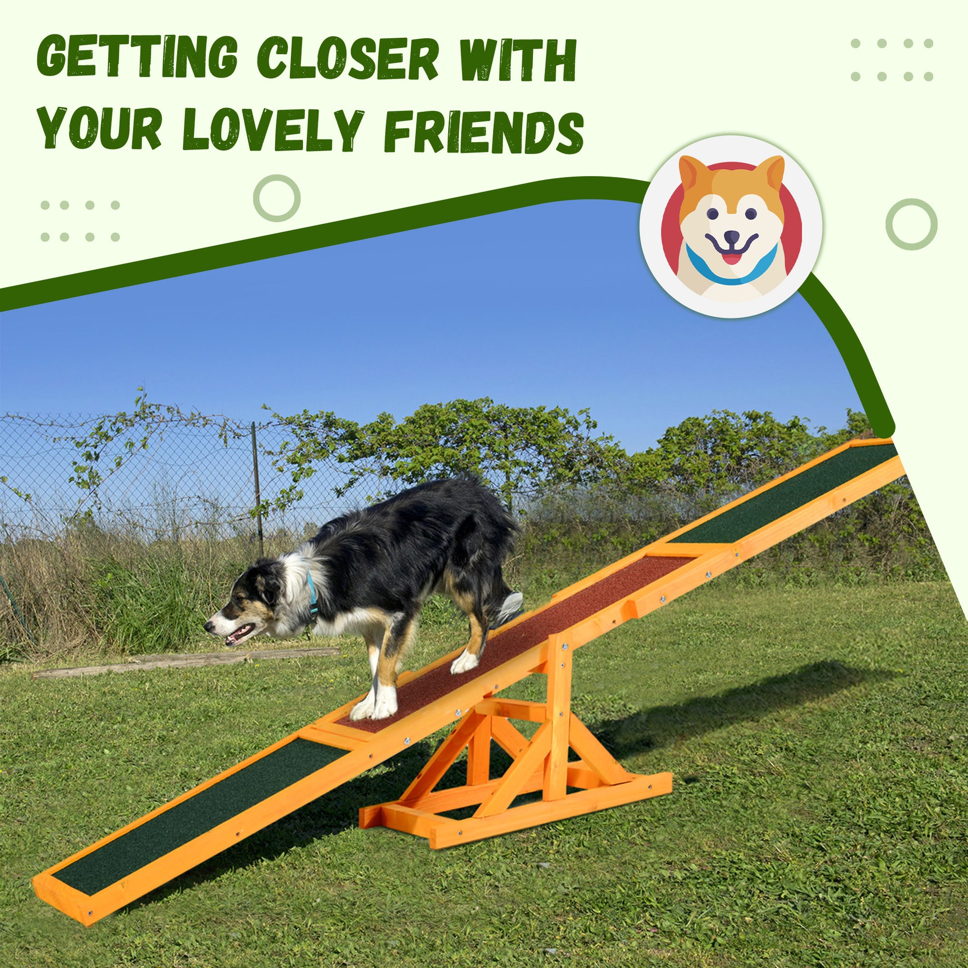 Pawhut Wooden Dog Agility Seesaw For Training And Exercise, Platform Equipment Run Game Toy, Weather Resistant Pet Supplies, 71" L X 12" W X 12" H, Natural Natural Wood