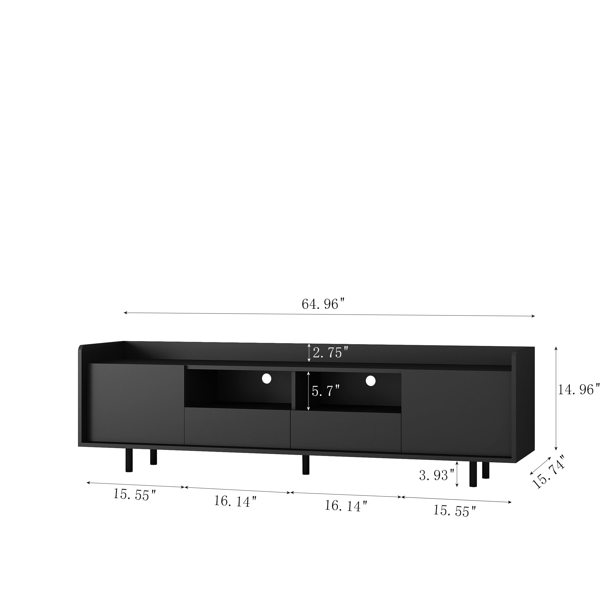 Modern Black Tv Stand, 16 Colors Led Tv Stand w
