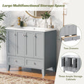 36'' Bathroom Vanity with Resin Sink Combo,Solid Wood 2-grey-4+-5+-adjustable