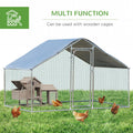 Pawhut Large Chicken Coop Metal Chicken Run With Waterproof And Anti Uv Cover, Spire Shaped Walk In Fence Cage Hen House For Outdoor And Yard Farm Use, 1.26