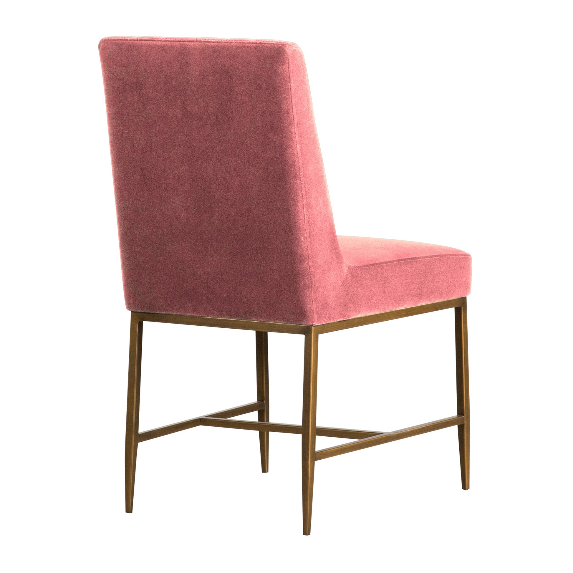 Memphis Pink Velvet And Antique Brass Accent Dining Chair Set Of 2 Pink Metal & Wood