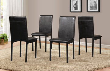 Noyes Faux Leather Seat Metal Frame Dining Chairs, Set Of 4, Black Black Faux Leather