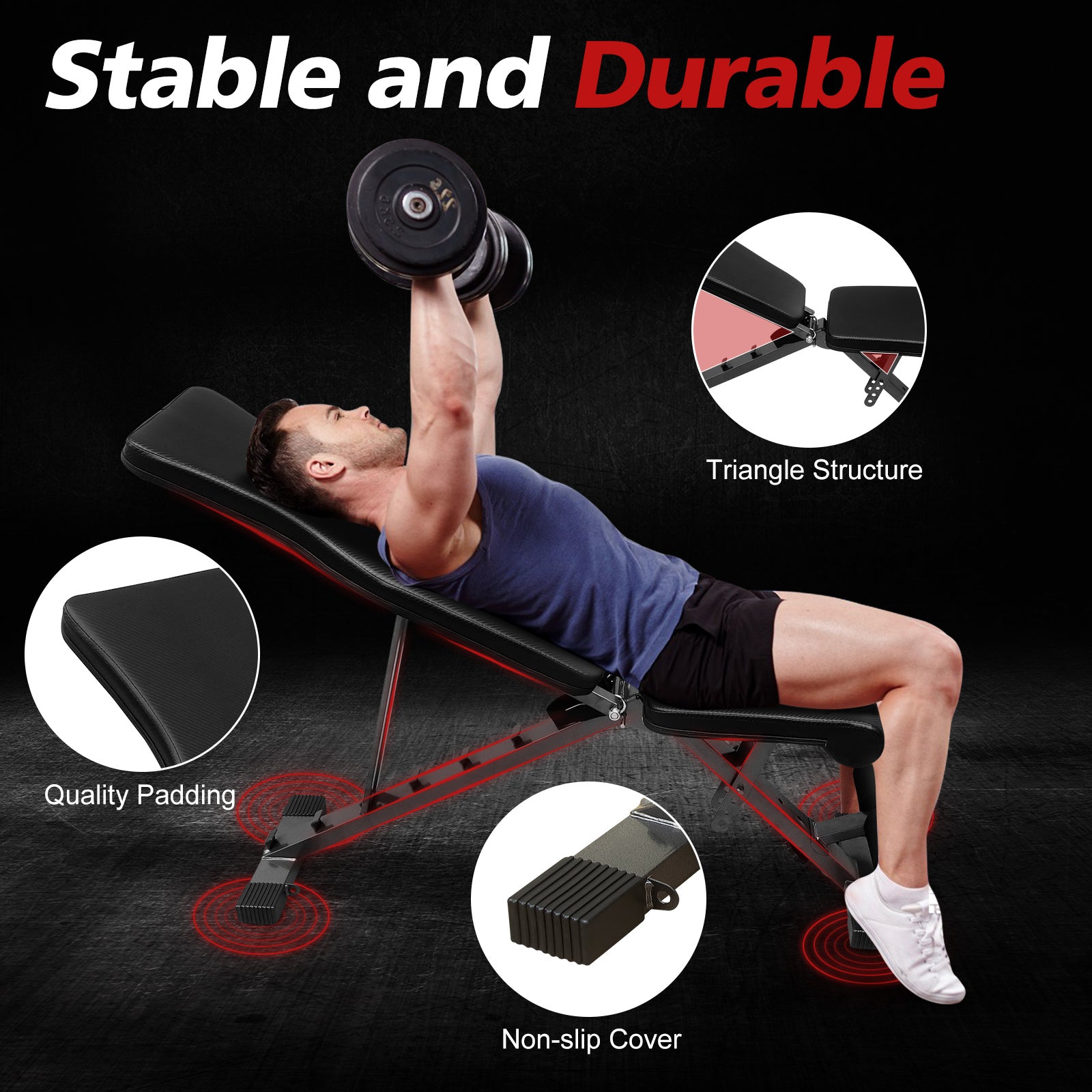 Weight Bench For Full Body Workout, Adjustable Strength Training Sit Up Chair, Multi Purpose Foldable Incline Decline Bench Black Iron