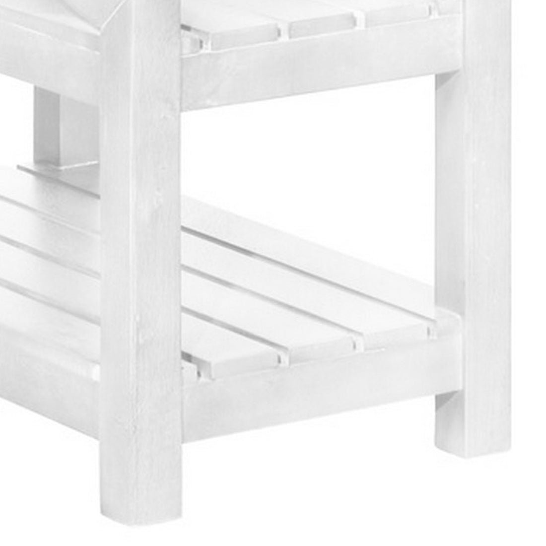 23 Inches Wooden End Table With 2 Slatted Shelves, White White Mdf