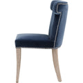 Fabric Sculpted Wingback Dining Chair Saber Legs, Blue Blue Wood Fabric
