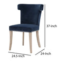 Fabric Sculpted Wingback Dining Chair Saber Legs, Blue Blue Wood Fabric
