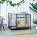 Pawhut Folding Design Heavy Duty Metal Dog Cage Crate & Kennel With Removable Tray And Cover, & 4 Locking Wheels, Indoor Outdoor 43