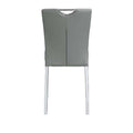 Side Chair With Flared Back And Tubular Legs, Set Of 2, Gray Gray Leather