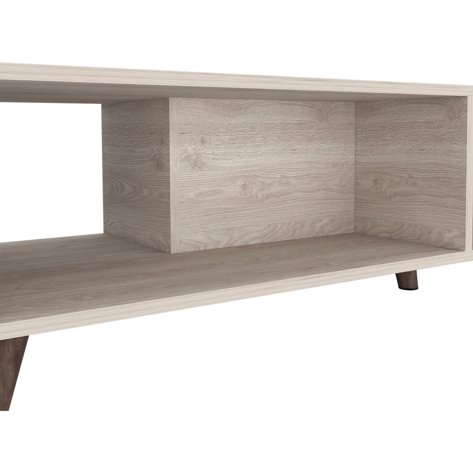 Siena Coffee Table, Two Open Shelves, Light Gray Gray Particle Board Particle Board