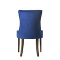 Esme 24 Inch Solid Wood Dining Chair, Velvet, Tufted, Set Of 2, Dark Blue Blue Brown Wood Fabric