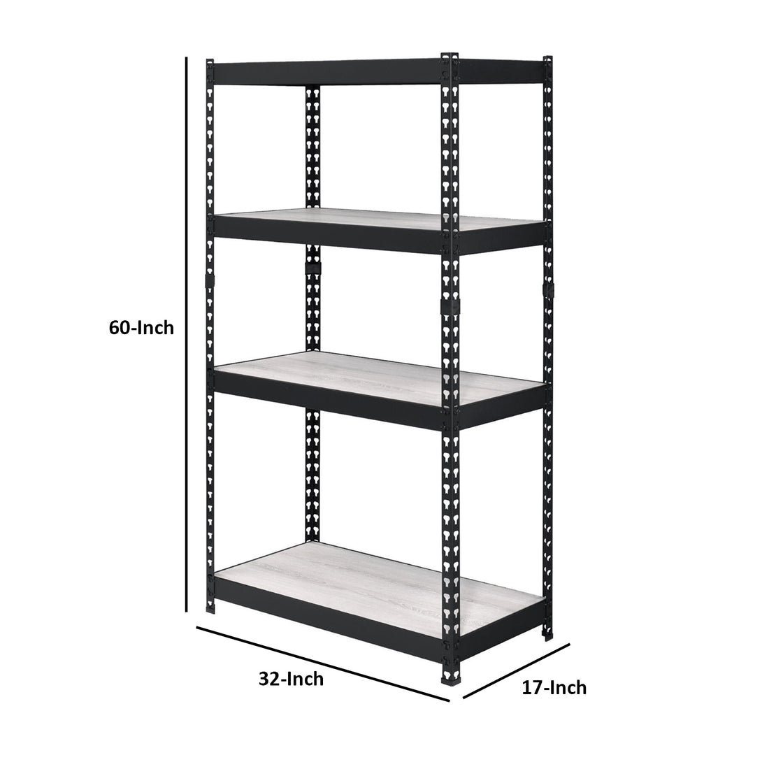 4 Tier Bookshelf With Mdf Adjustable Shelves, Black Black Metal & Wood