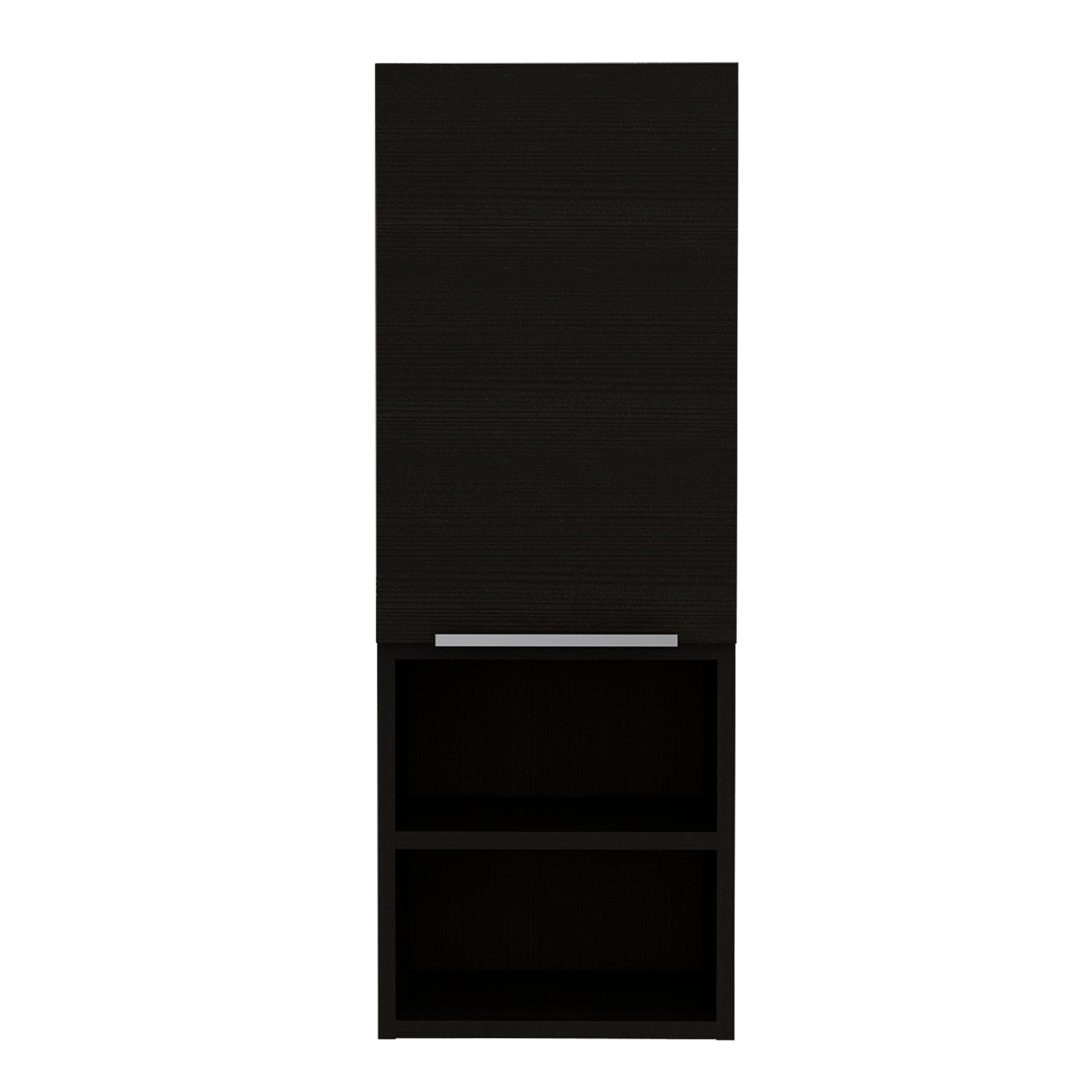 Medicine Single Door Cabinet 32" H, Two External Shelves, Two Interior Shelves, Black Black Particle Board Particle Board