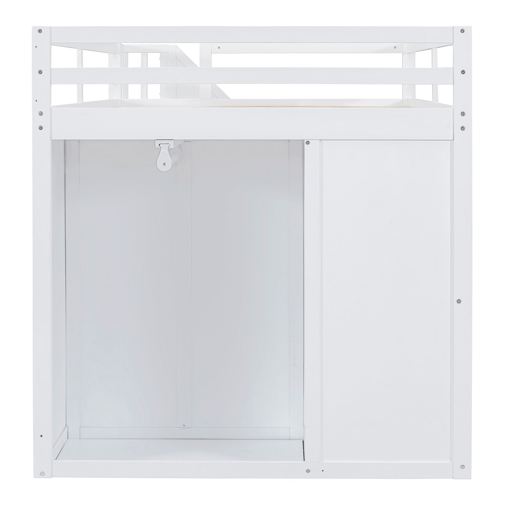 Full Size Wood Loft Bed With Built In Wardrobes, Cabinets And Drawers, White White Solid Wood Mdf