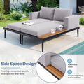 Modern Outdoor Daybed Patio Metal Daybed With Wood Topped Side Spaces For Drinks, 2 In 1 Padded Chaise Lounges For Poolside, Balcony, Deck, Gray Yes Lounge Gray Weather Resistant Frame Fade