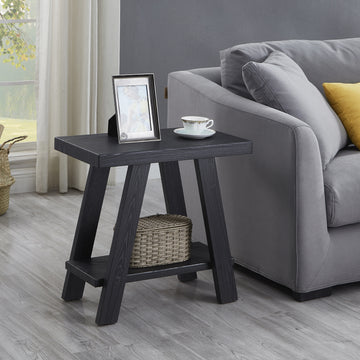 Athens Contemporary Wood Shelf Side Table In Black Finish Black Mdf