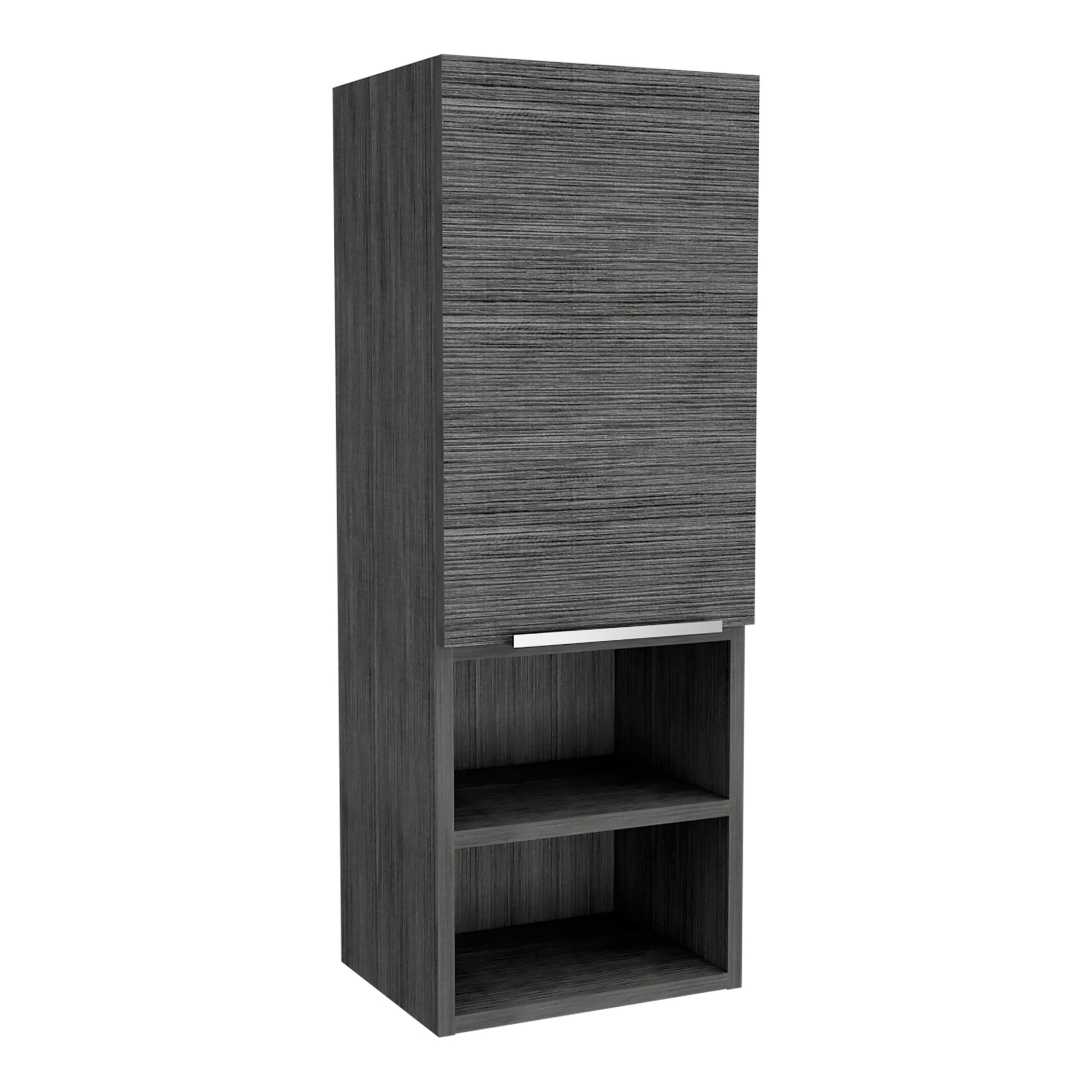 Medicine 32H" Single Door Cabinet, Two External Shelves, Two Interior Shelves, Smokey Oak Gray Particle Board Particle Board