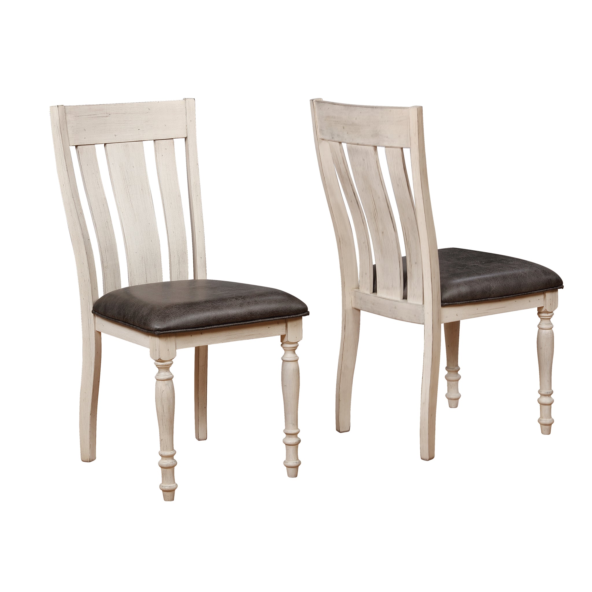 Arch Weathered Oak Turned Leg Dining Chair Set Of 2 White Wood