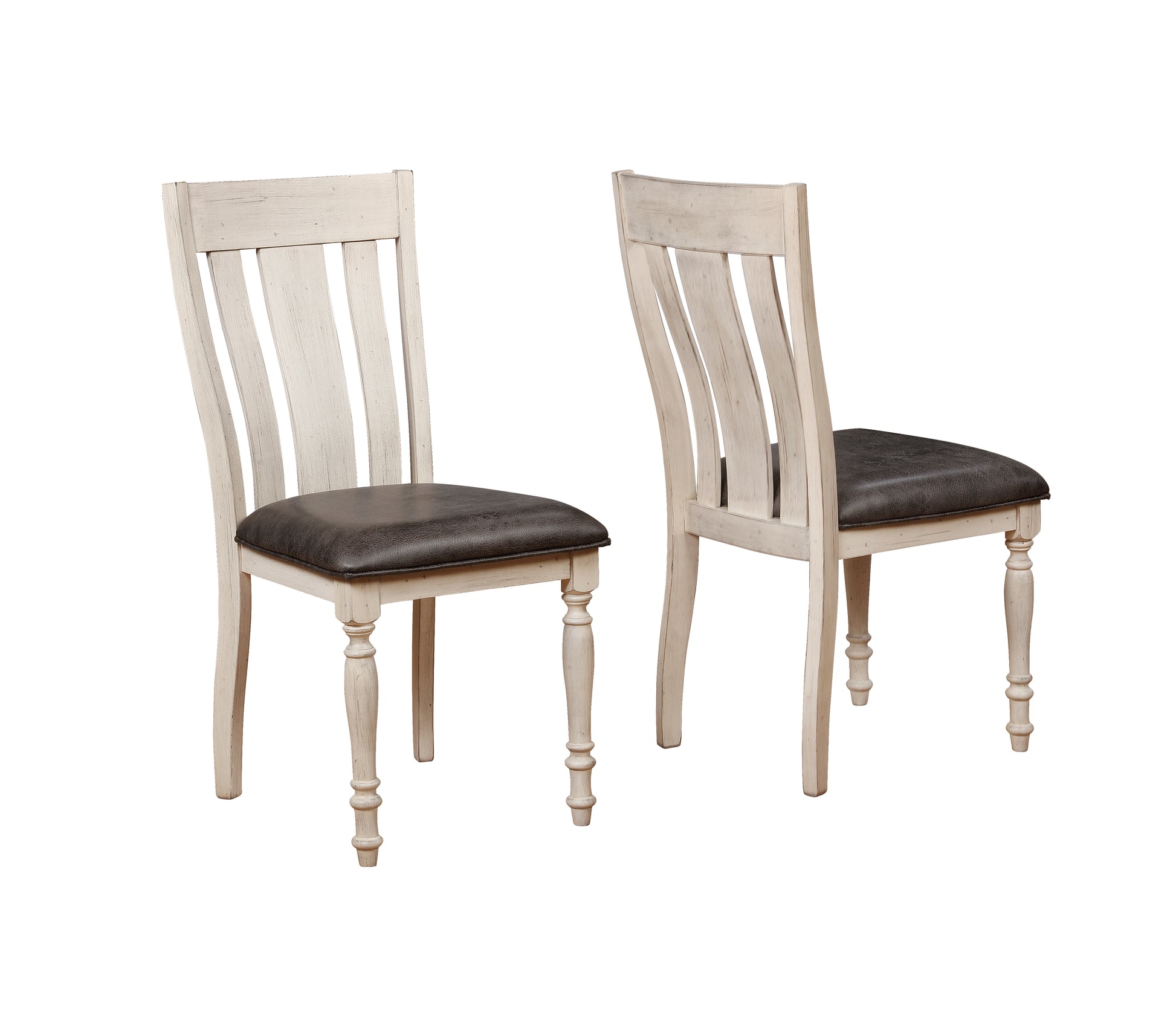 Arch Weathered Oak Turned Leg Dining Chair Set Of 2 White Wood