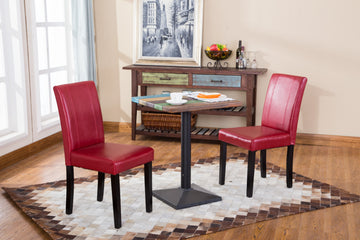 Urban Style Solid Woodpadded Parson Chair, Red, Set Of 2 Red Faux Leather