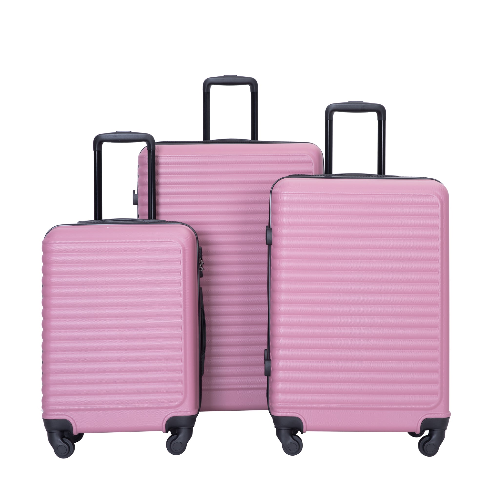 3 Piece Luggage Sets Abs Lightweight Suitcase With Two Hooks, Spinner