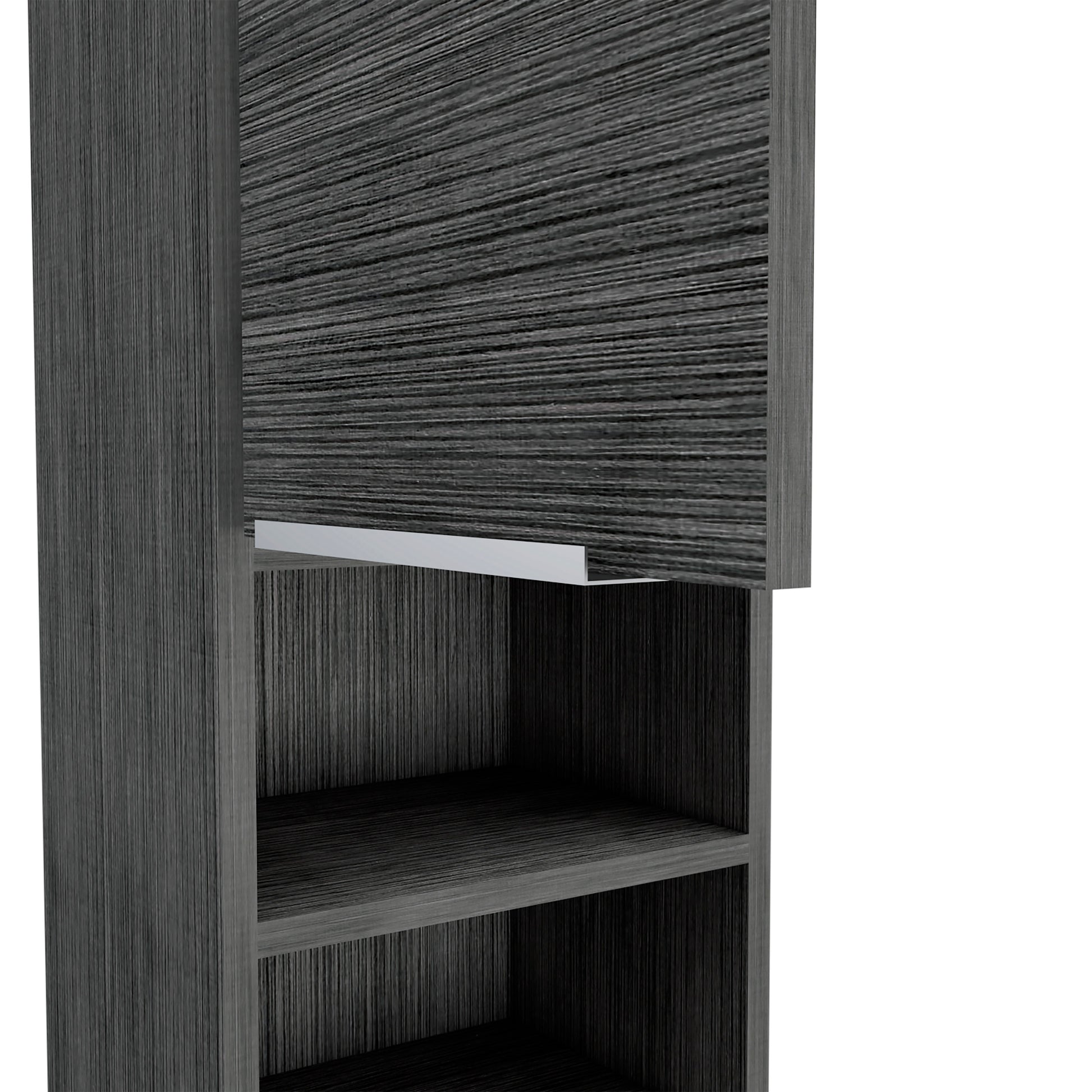 Medicine 32H" Single Door Cabinet, Two External Shelves, Two Interior Shelves, Smokey Oak Gray Particle Board Particle Board