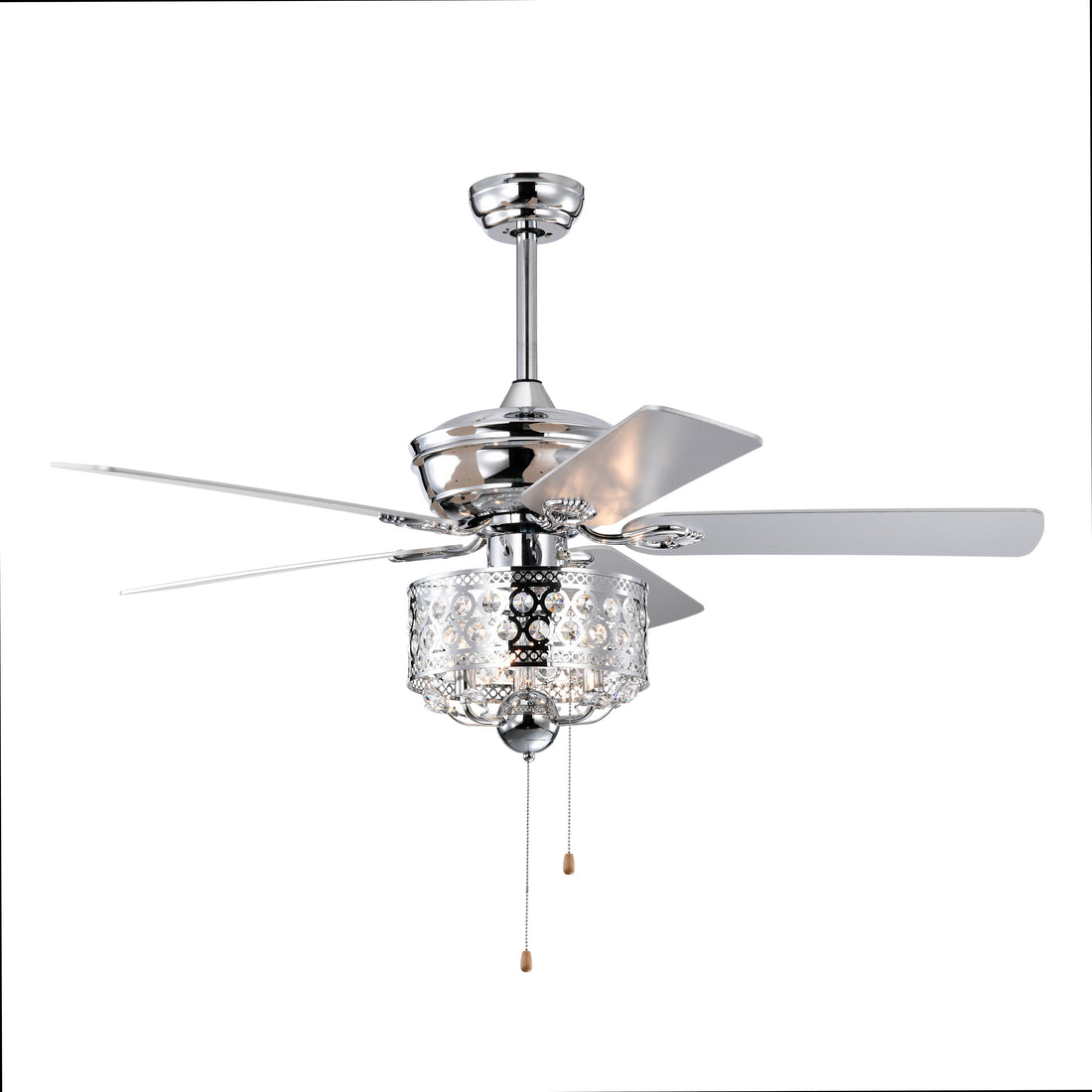 52 Inch Indoor Ceiling Fan With Pull Chain,Reversible Ac Motorspull Chain Chrome No Include Bulb Chrome American Traditional,Antique,Classic,Contemporary Plywood Metal