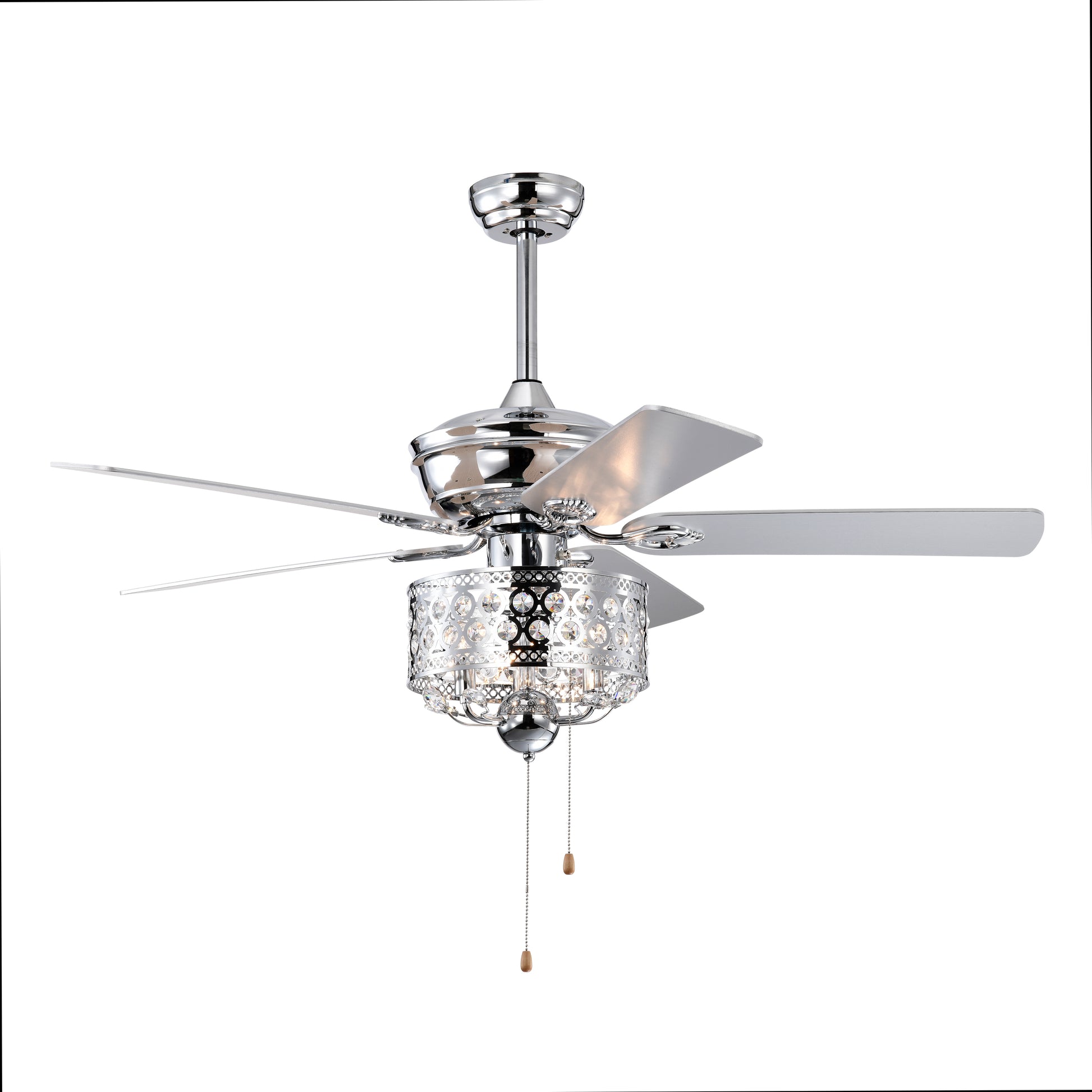 52 Inch Indoor Ceiling Fan With Pull Chain,Reversible Ac Motorspull Chain Chrome No Include Bulb Chrome American Traditional,Antique,Classic,Contemporary Plywood Metal