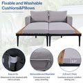 Modern Outdoor Daybed Patio Metal Daybed With Wood Topped Side Spaces For Drinks, 2 In 1 Padded Chaise Lounges For Poolside, Balcony, Deck, Gray Yes Lounge Gray Weather Resistant Frame Fade