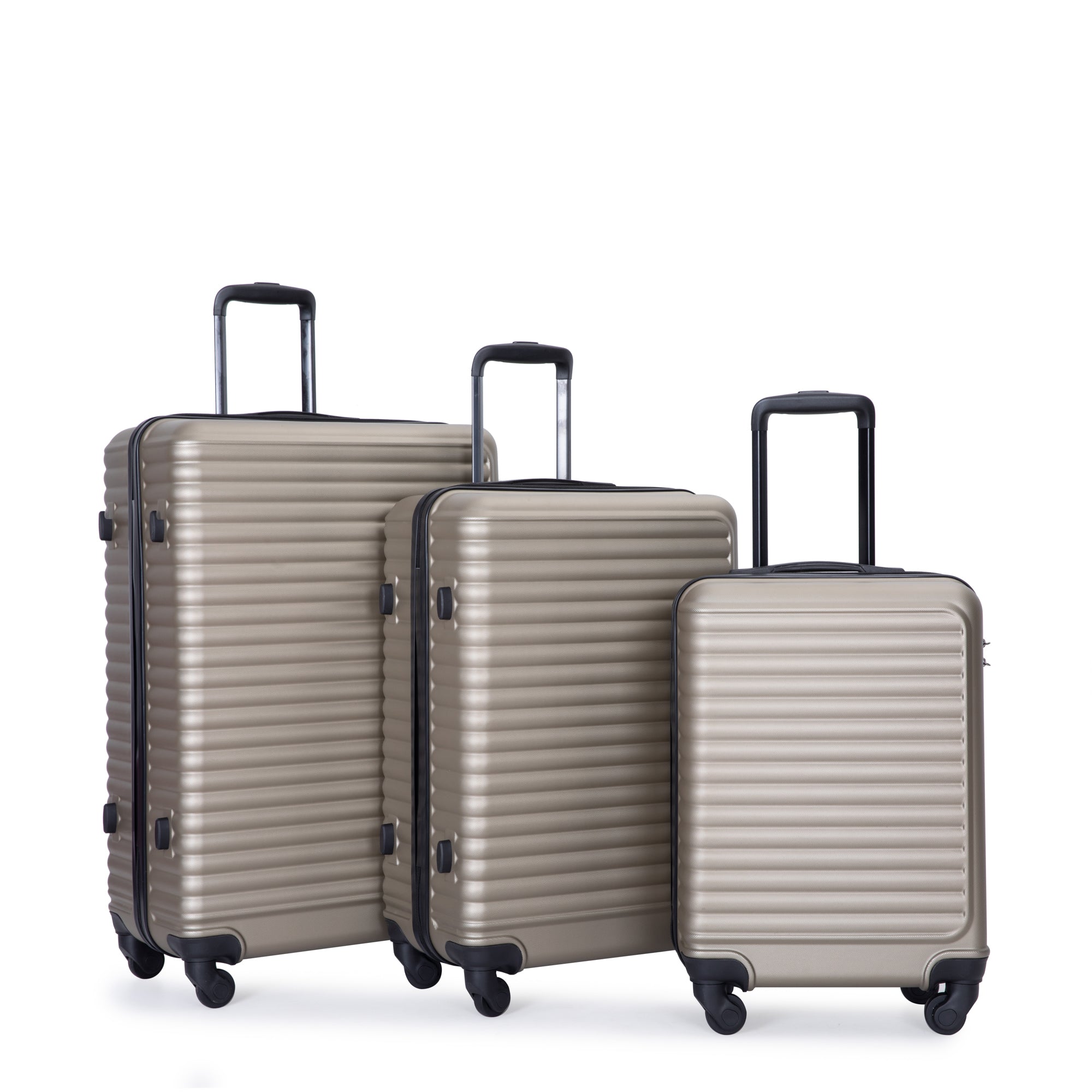 3 Piece Luggage Sets ABS Lightweight Suitcase with Two gold-abs