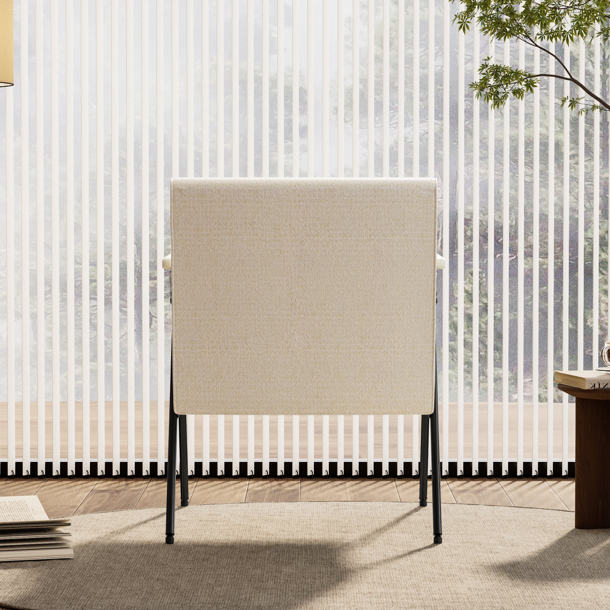 Fx P91 Wt Sofa Chair Modern White Accent Chair With Metal Frame Stylish Upholstered Single Sofa, Perfect For Living Room, Bedroom, And Office Decor Temu Suitable White Linen