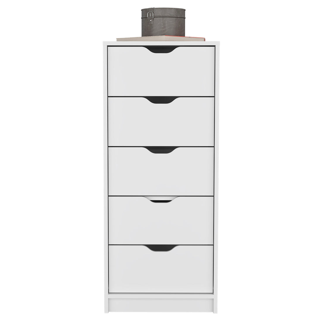 Dresser 42"H, 5 Drawersslim Storage Chest Of Drawers, White White Particle Board Particle Board