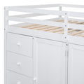 Full Size Wood Loft Bed With Built In Wardrobes, Cabinets And Drawers, White White Solid Wood Mdf