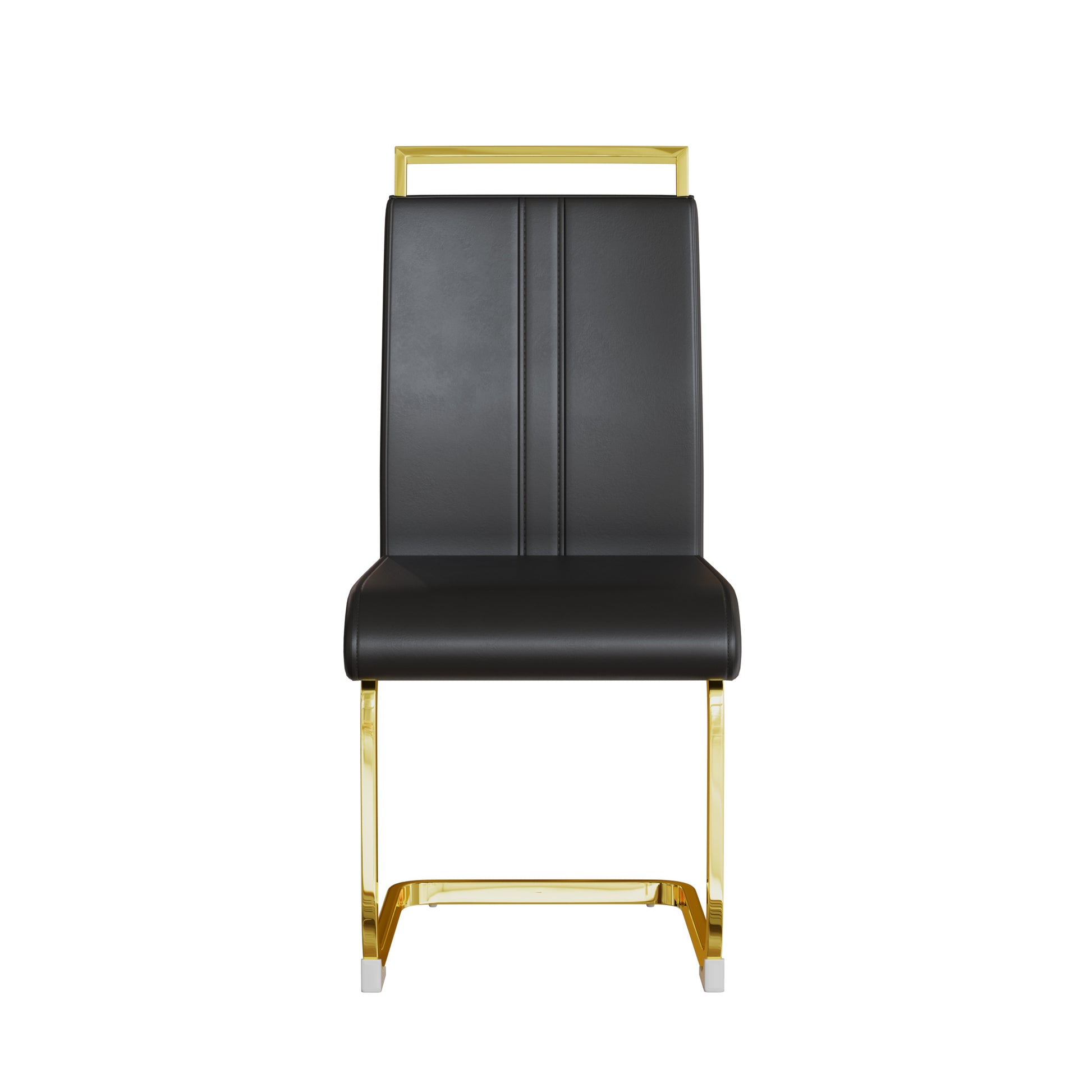 Modern Dining Chairs,Pu Faux Leather High Back Upholstered Side Chair With C Shaped Tube. Plating Golden Metal Legs For Dining Room Kitchen Vanity Patio Club Guest Office Chair Set Of 4 Black Pu Black Kitchen Dining Chairs Foam Pu