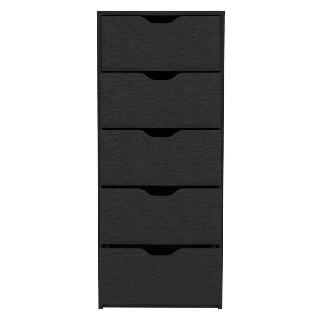 Dresser 42"H, 5 Drawersslim Storage Chest Of Drawers, Black Black Particle Board Particle Board