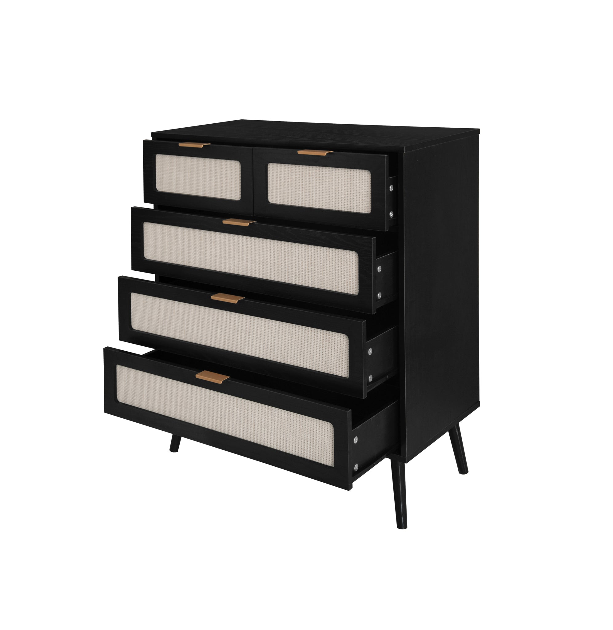 5 Drawer Cabinet, Accent Storage Cabinet, Suitable for black-mdf