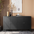 Accent Cabinet 4 Door Wooden Cabinet Sideboard Buffet Server Cabinet Storage Cabinet, For Living Room, Entryway, Hallway, Office, Kitchen And Dining Room, Matte Black Matte Matte Black Solid Wood Mdf