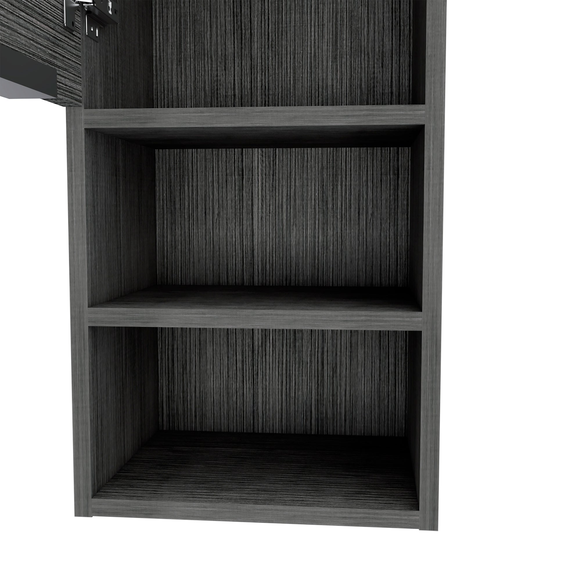 Medicine 32H" Single Door Cabinet, Two External Shelves, Two Interior Shelves, Smokey Oak Gray Particle Board Particle Board