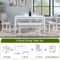 Wooden Dining Rectangular Table With Bench, Kitchen Table With Bench For Small Space, 6 Person Dining Table, White Beige White Seats 6 Dining Room Rectangular 4 Leg Rectangular Dining Table With Chair And Bench Solid Wood Mdf