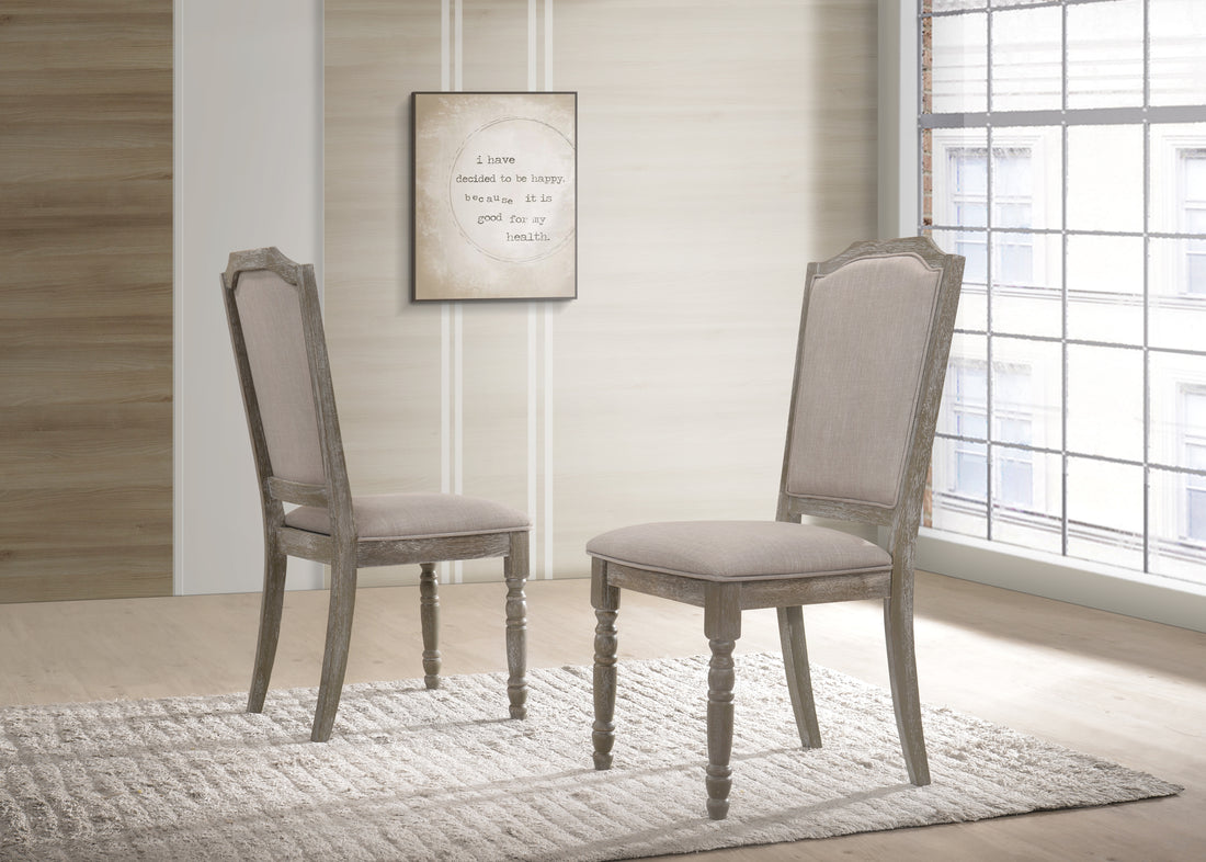 Ferran Wood Pedestal Dining Chair In Reclaimed Gray, Set Of 2 Gray Polyester Blend