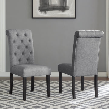 Leviton Solid Wood Tufted Asons Dining Chair, Set Of 2, Grey Gray Polyester Blend