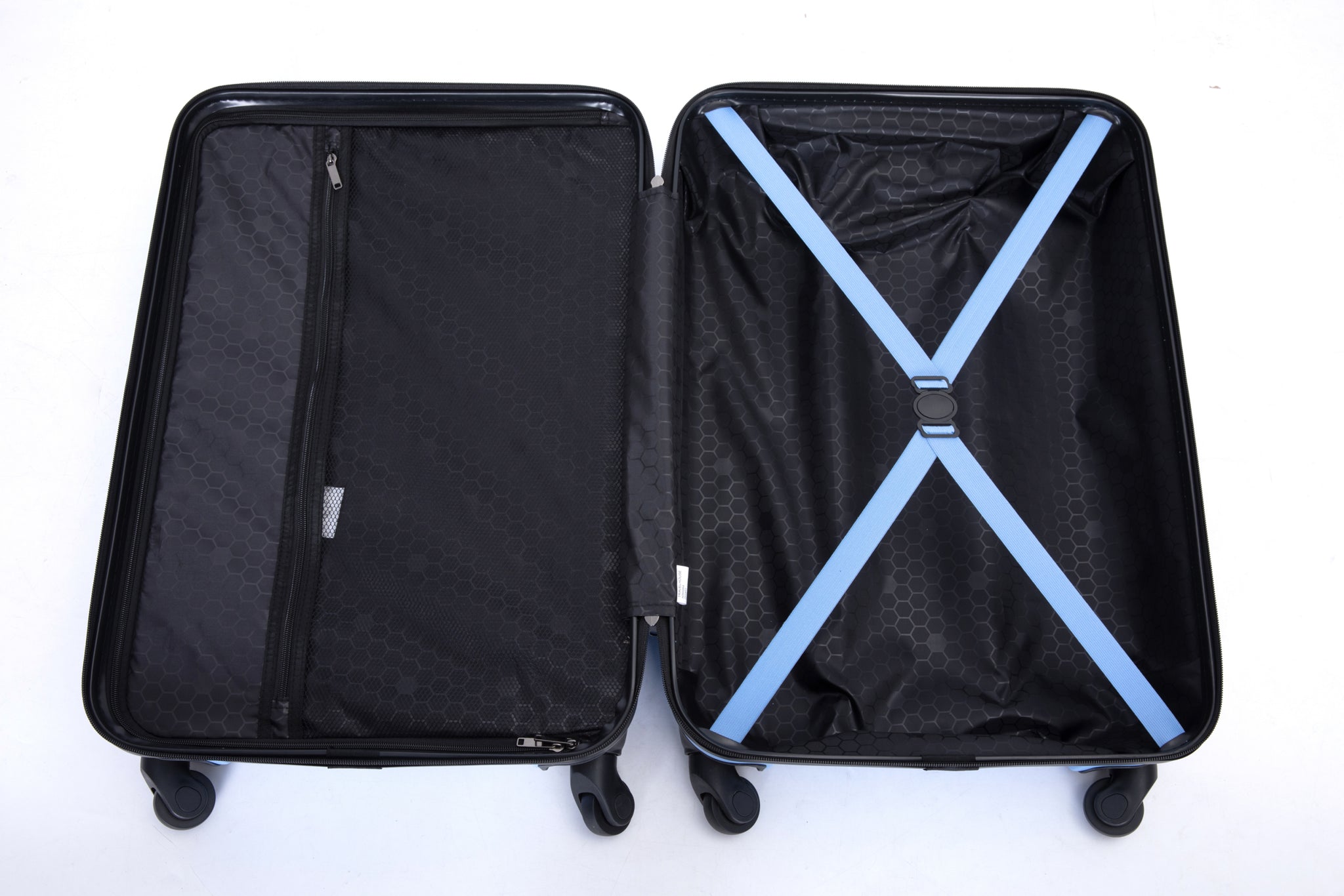 3 Piece Luggage Sets ABS Lightweight Suitcase with Two light blue-abs