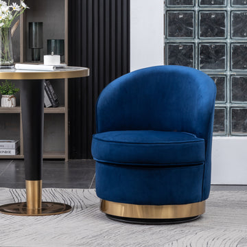 Wania Contemporary Velvet Swivel Chair, Blue Blue Velvet