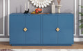 Modern Functional Large Storage Space Sideboard With Wooden Triangular Handles And Adjustable Shelves For Living Room And Dining Room Navy Blue Navy Blue Mdf