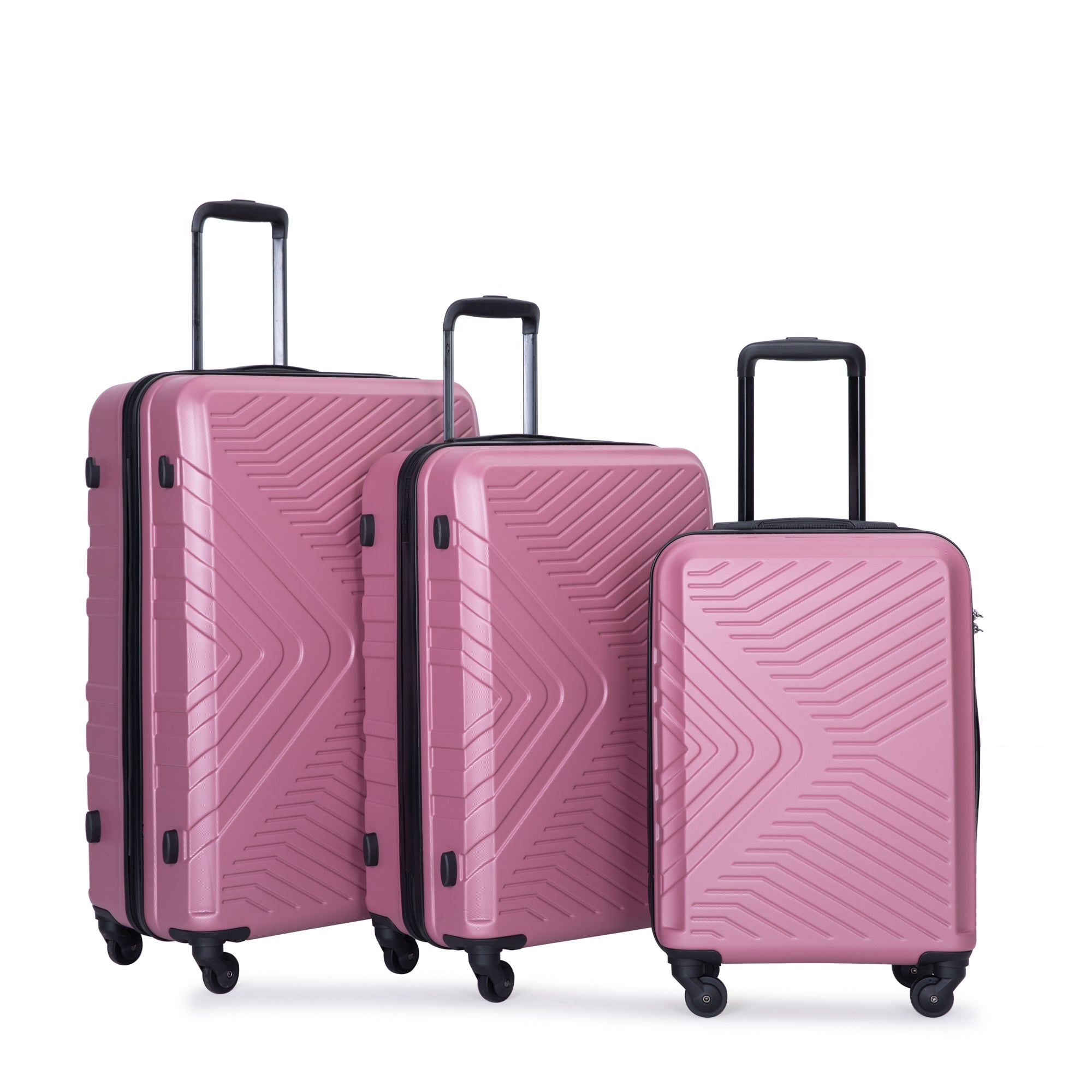 3 Piece Luggage Sets Abs Lightweight Suitcase With Two Hooks, Spinner