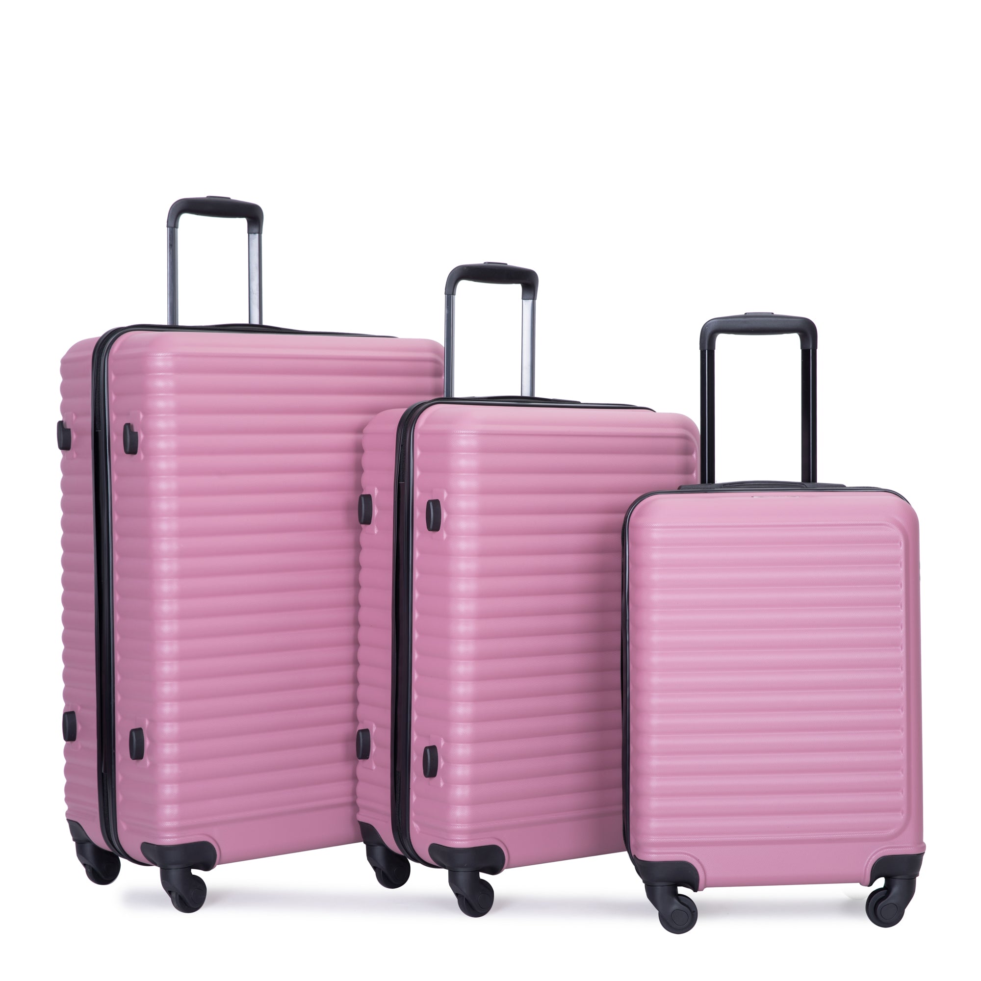 3 Piece Luggage Sets Abs Lightweight Suitcase With Two Hooks, Spinner