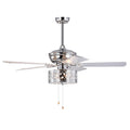 52'' Ceiling Fan 5 Reversible Blades For Living Room, Dining Room, Bedroom, Family Room, Pull Chain Chrome No Include Bulb Chrome American Traditional,Antique,Classic,Contemporary Plywood Metal