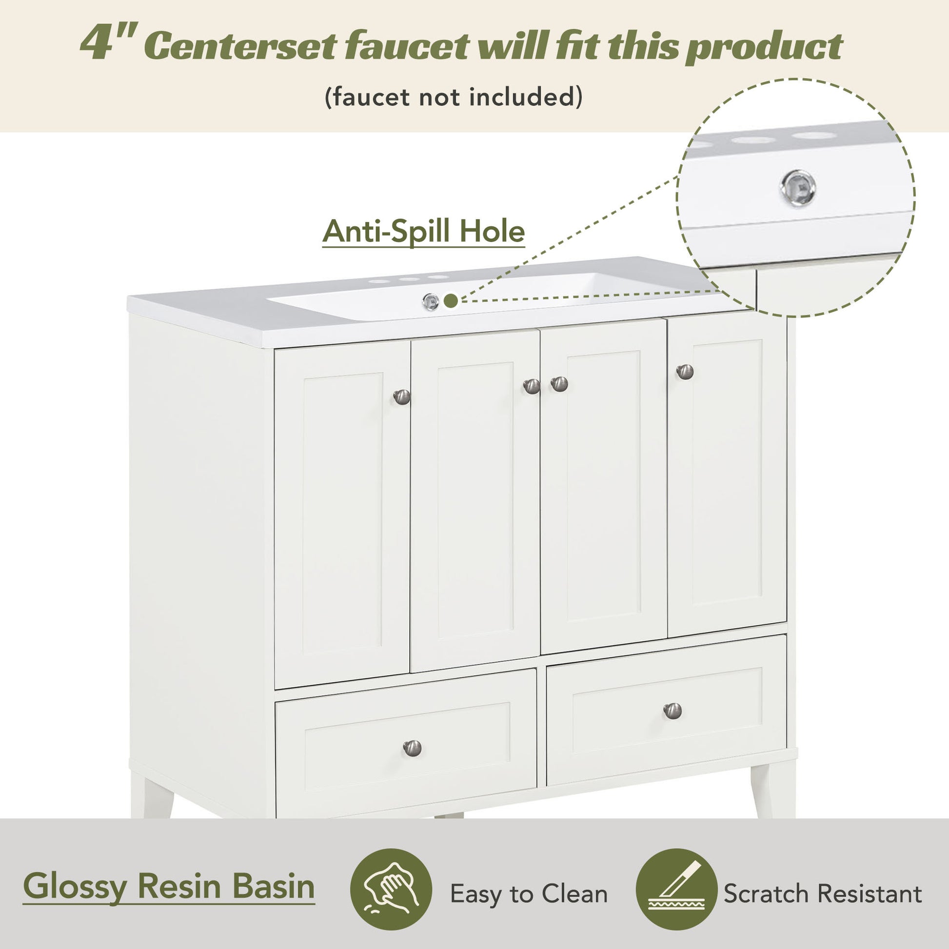 36'' Bathroom Vanity with Resin Sink Combo,Solid Wood 2-white-4+-5+-adjustable