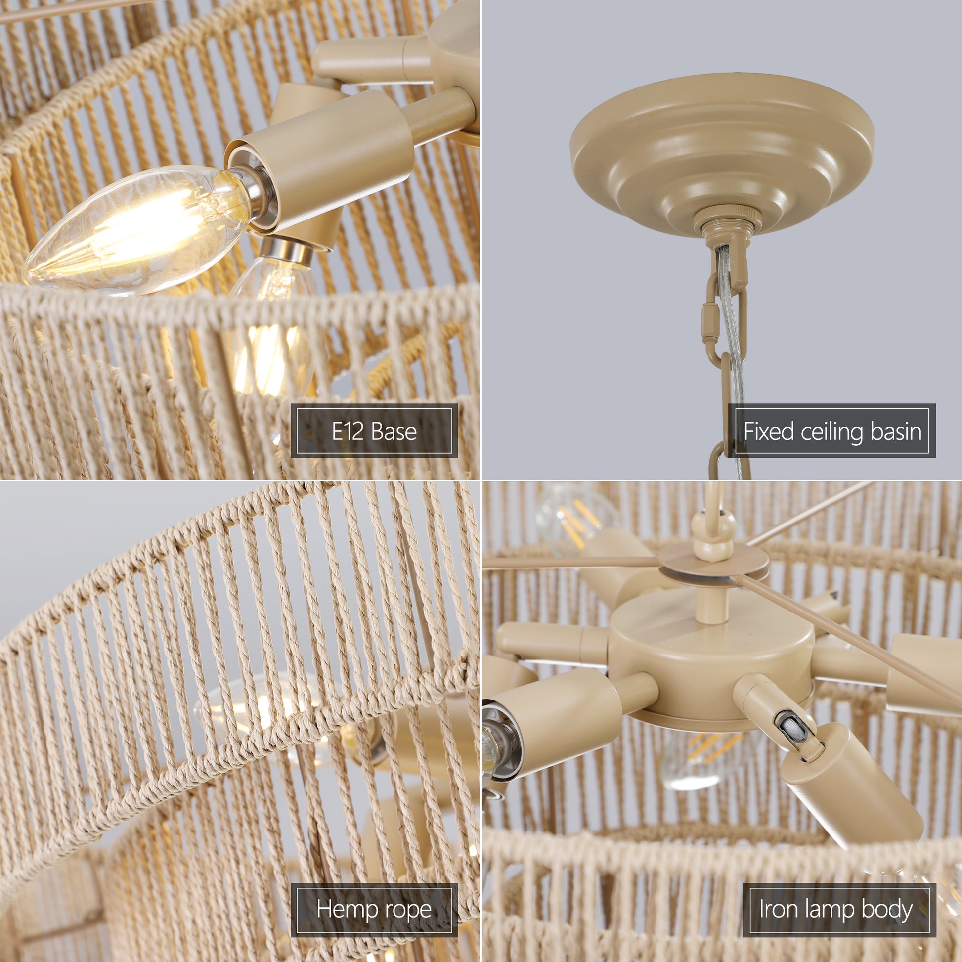 Same As W1340P155976 L1019 4 Bohemian Style Woven Pendant Light 19.7 Inch Rattan Ligh Large Rattan Pendant Light With 4 Tier Rattan Chandelier Wood Wood Farmhouse Iron